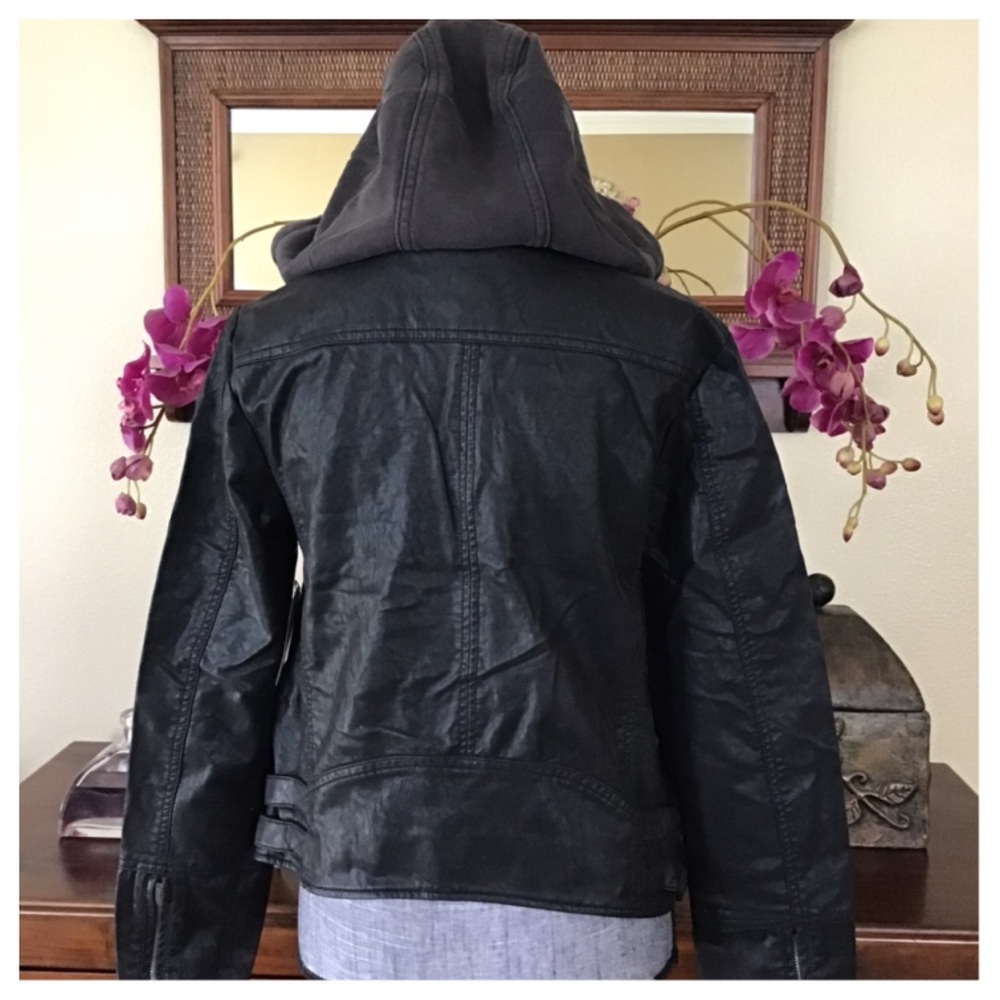 Free People Cleo Vegan Moto Hooded Jacket.  NWT. - Picture 8 of 13